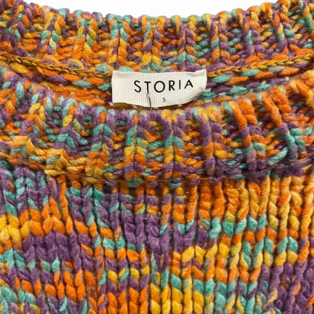 Storia Women's Multicolor Knit Crop Sweater Size S Long Sleeve Pullover - Picture 5 of 5